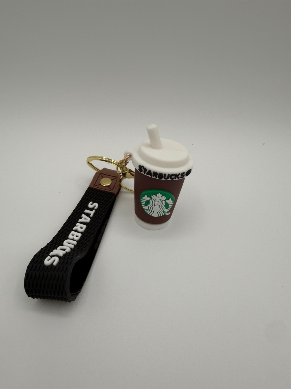 Starbucks Brown Mini Cup Keychain with Black Strap